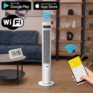 Wentylator Yoer Cichy WENTYLATOR Kolumnowy Podłogowy JONIZACJA Stojący NATURALNY WIATR + Pilot - Yoer CoolWhisper TF07W 12