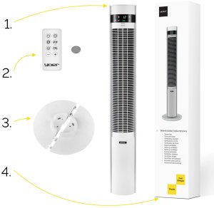 Wentylator Yoer Cichy WENTYLATOR Kolumnowy Podłogowy JONIZACJA Stojący NATURALNY WIATR + Pilot - Yoer CoolWhisper TF07W 16