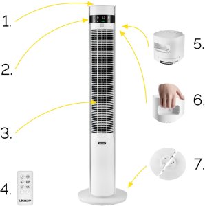Wentylator Yoer Cichy WENTYLATOR Kolumnowy Podłogowy JONIZACJA Stojący NATURALNY WIATR + Pilot - Yoer CoolWhisper TF07W 4