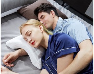 Verk Poduszka ortopedyczna z otworem na rękę do spania memory biała łukowa 11