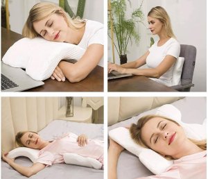 Verk Poduszka ortopedyczna z otworem na rękę do spania memory biała łukowa 4