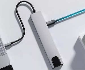 Stacja/replikator Verk Hub adapter 8w1 przejściówka 2x usb-c thunderbolt 3 2xusb hdmi sd rj45 7