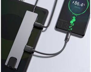 Stacja/replikator Verk Hub adapter 8w1 przejściówka 2x usb-c thunderbolt 3 2xusb hdmi sd rj45 8