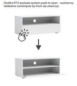 Nowoczesny zestaw RTV Tebris Dual 200  biały mat, 2 szafki 100 cm z push to open 3