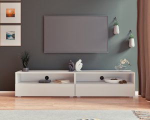 Nowoczesny zestaw RTV Tebris Dual 200  biały mat, 2 szafki 100 cm z push to open 8