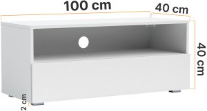 Biała szafka RTV Tebris 100 cm w minimalistycznym stylu 5