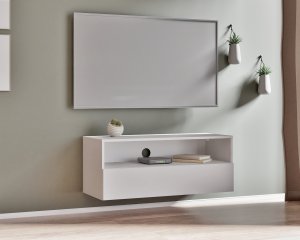 Biała szafka RTV Tebris 100 cm w minimalistycznym stylu 6