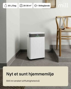Mill Dehumidifier | MDH20 | Suitable for rooms up to 20-30 m² | Water tank capacity 4 L | White 2