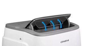 Climative AC41-S JET klimatyzator przenośny 4 1 kW WiFi chłodzenie osuszanie wentylacja do 41 m2 Smart Life uszczelka okienna w zestawie 11