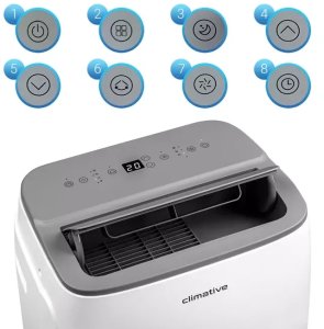 Climative AC41-S JET klimatyzator przenośny 4 1 kW WiFi chłodzenie osuszanie wentylacja do 41 m2 Smart Life uszczelka okienna w zestawie 18