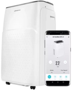 Climative AC41-S JET klimatyzator przenośny 4 1 kW WiFi chłodzenie osuszanie wentylacja do 41 m2 Smart Life uszczelka okienna w zestawie 2