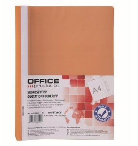 Skoroszyt OFFICE PRODUCTS, 120/180 mic, PP, pomara 1