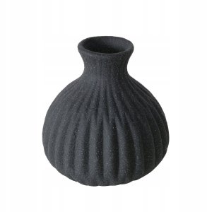 Wazon ceramiczny w prążki ESKO, czarny mat 1