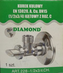 Diamond kurek kulowy kątowy z rozetą 1/2"x3/4", chrom ART.228-1/2X3/4.CH 3