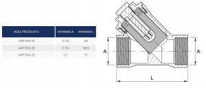 Diamond filtr skośny 1/2" z wkładem magnetycznym ART.15M-15 4