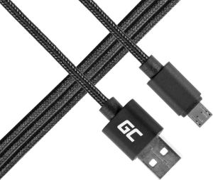 Kabel USB Green Cell micro USB, Nylon, 1m (KAB31M) 1