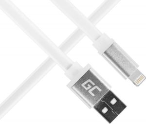 Kabel USB Green Cell Lightning, Płaski, 25cm, biały (KAB32L) 1