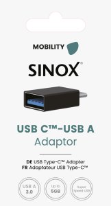 Sinox USB C - USB A adapter. Sort 3