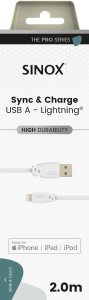 Kabel USB Sinox PRO Lightning kabel m/original Apple™ chip 2m Biały 2