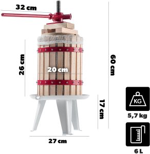KADAX Prasa Do Owoców miękkich Wyciskarka Soków Wina Nalewek 6L + Worek 2
