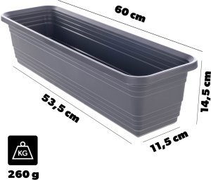KADAX Skrzynka Balkonowa Doniczka Donica 60cm Antracyt Skrzynia Na Kwiaty 2