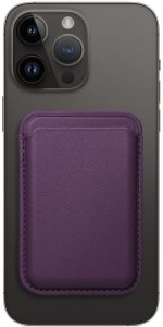 Portfel magnetyczny na karty LEATHER MAG WALLET kompatybilny z MagSafe ciemny fioletowy 1