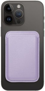 Portfel magnetyczny na karty LEATHER MAG WALLET kompatybilny z MagSafe liliowy 1
