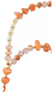 Smycz do telefonu, Zawieszka do telefonu - LOVE / długość sznura 44cm (22cm w pętli) / na rękę - pomarańczowy 2