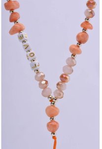 Smycz do telefonu, Zawieszka do telefonu - LOVE / długość sznura 44cm (22cm w pętli) / na rękę - pomarańczowy 3