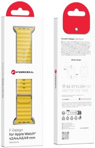 Pasek do Apple Watch Forcell F-Design FA12 dziurki silikon 42 / 44 / 45 / 49 mm zólty 3