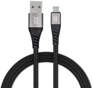 Kabel USB A do Micro USB Blue Star 2A z oplotem 1,2 m TFK-DC-003 czarny 1