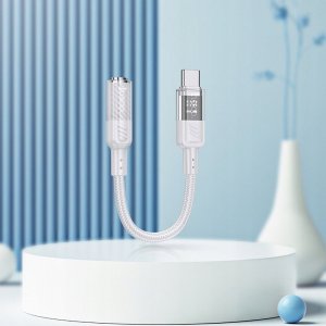 HOCO adapter AUX Typ C do Jack 3,5 mm LS37 0,15 m transparentny szary 2