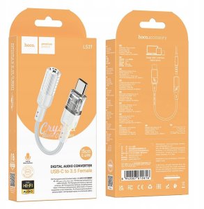 HOCO adapter AUX Typ C do Jack 3,5 mm LS37 0,15 m transparentny szary 4