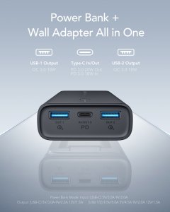 VEGER powerbank 10000 mAh PD QC3.0 20W ACE100 (W1146) czarny 2