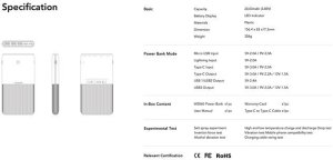 VEGER powerbank 20000 mAh PD QC3.0 3A 20W S22 (W2060) czarny 6