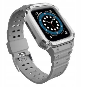 Pasek z etui ochronnym Protect Strap Band do Apple Watch 38 / 40 / 41 mm opaska obudowa pancerna - szary, srebrny 3
