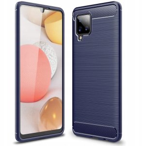 Carbon Case elastyczne etui pokrowiec Samsung Galaxy A42 5G niebieski 1