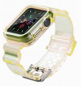 Silikonowa opaska pasek bransoleta bransoletka etui Strap Light Setdo zegarka Apple Watch 44 mm- żółta 2