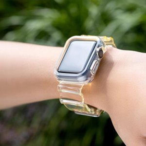 Silikonowa opaska pasek bransoleta bransoletka etui Strap Light Setdo zegarka Apple Watch 44 mm- żółta 3