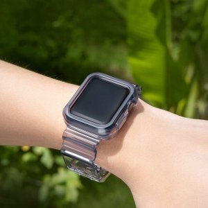 Silikonowa opaska pasek bransoleta bransoletka etui Strap Light Set do zegarka Apple Watch 40 mm - czarna 3