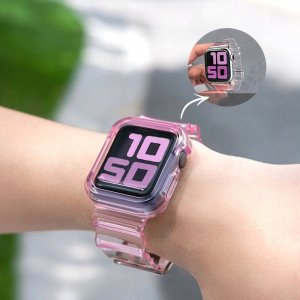 Silikonowa opaska pasek bransoleta bransoletka etui Strap Light Set do zegarka Apple Watch 40 mm - czarna 9