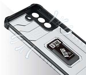 Crystal Ring Case pancerne hybrydowe etui pokrowiec + magnetyczny uchwyt Samsung Galaxy S22+ (S22 Plus) czarny 3