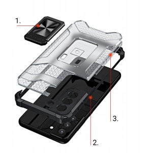Crystal Ring Case pancerne hybrydowe etui pokrowiec + magnetyczny uchwyt Samsung Galaxy S22+ (S22 Plus) czarny 4