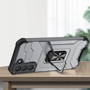Crystal Ring Case pancerne hybrydowe etui pokrowiec + magnetyczny uchwyt Samsung Galaxy S22+ (S22 Plus) czarny 6