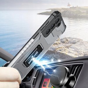 Crystal Ring Case pancerne hybrydowe etui pokrowiec + magnetyczny uchwyt Samsung Galaxy S22+ (S22 Plus) czarny 7