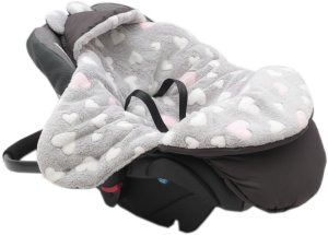 ŚPIWOREK MYSZKA NOSIDŁO FOTELIK WÓZEK ORTALION GRAFIT BIPOLAR SERCA RÓŻ 3