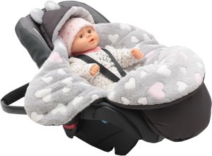 ŚPIWOREK MYSZKA NOSIDŁO FOTELIK WÓZEK ORTALION GRAFIT BIPOLAR SERCA RÓŻ 4