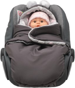 ŚPIWOREK MYSZKA NOSIDŁO FOTELIK WÓZEK ORTALION GRAFIT BIPOLAR SERCA RÓŻ 5