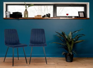 Krzesło tapicerowane Nova granatowe  nowoczesne do salonu i jadalni 7
