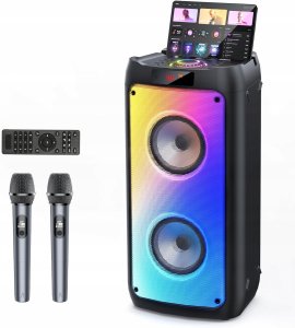 Zestaw do karaoke JYX z 2 mikrofonami subwoofer przenośny głośnik karaoke 1